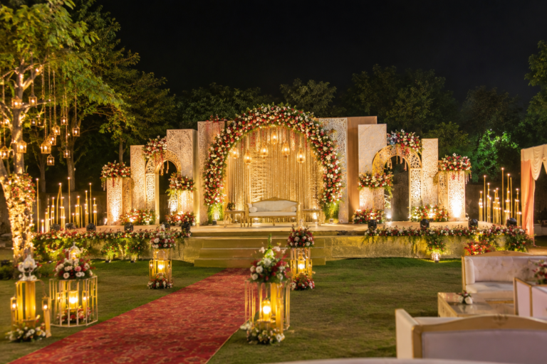 Luxurious Nighttime Floral Wedding Stage